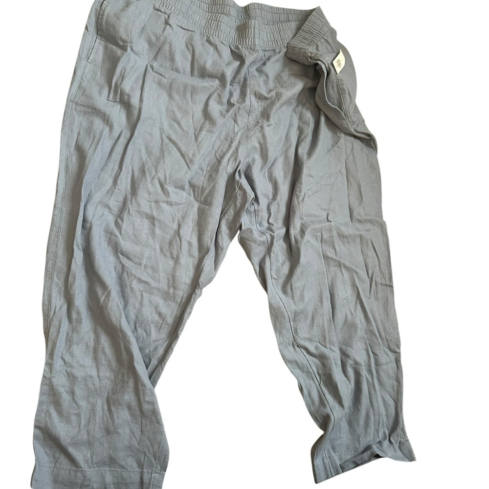 Old Navy Light Blue High-Rise Linen Straight Leg Pants